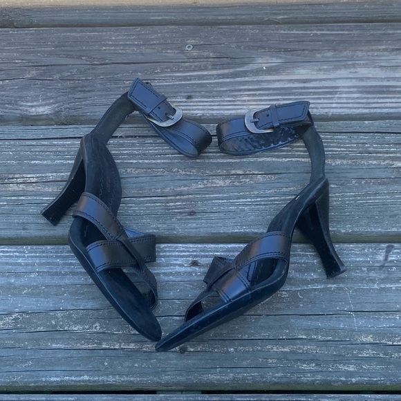 Enzo Angiolini genuine black leather heels size 6 Made in Brazil ankle strap - Picture 5 of 15